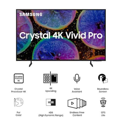 Samsung 108 cm 43 inches D Series Brighter Crystal 4K Vivid Pro Ultra HD Smart LED TV UA43DUE77AKLXL