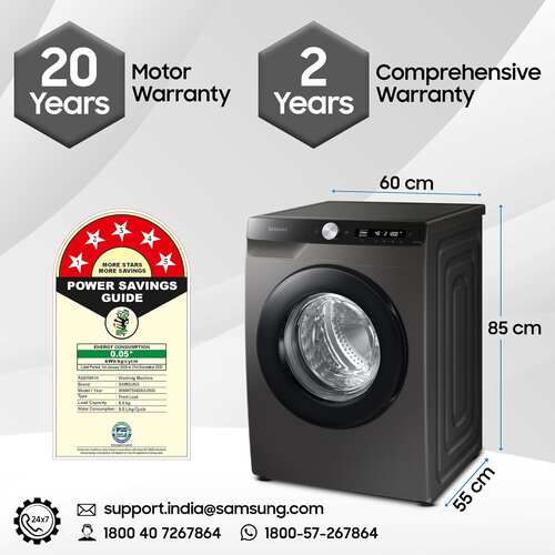 Samsung 8 kg Washing Machine Fully Automatic Front Load for Smart Indian Homes WW80T504DAX1TL