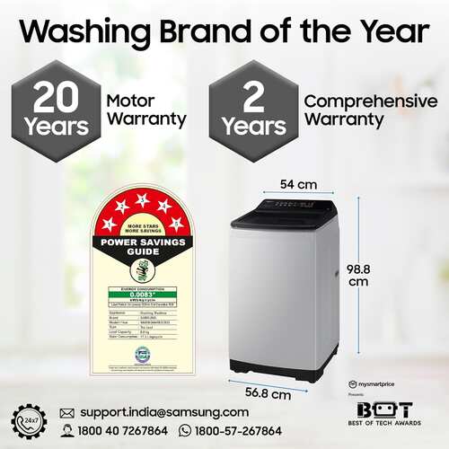 Samsung 8 kg Washing Machine Fully Automatic Top Load for Everyday Indian Homes WA80BG4441BGTL