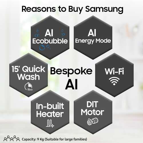 Samsung 9 kg Washing Machine AI Ecobubble Fully Automatic Front Load with Wi Fi W90DG5U24AXTL