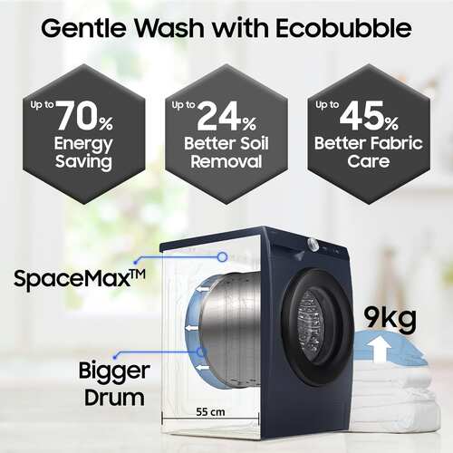 Samsung 9 kg Washing Machine Fully Automatic Front Load with AI Ecobubble WW90DG6U24ASTL