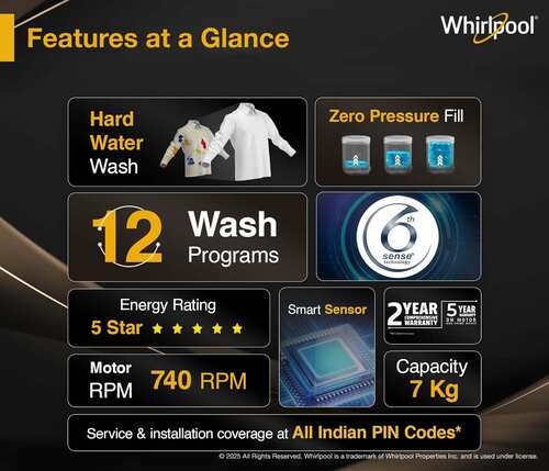 Whirlpool 7 kg Washing Machine Fully Automatic Top Load for Everyday Indian Homes