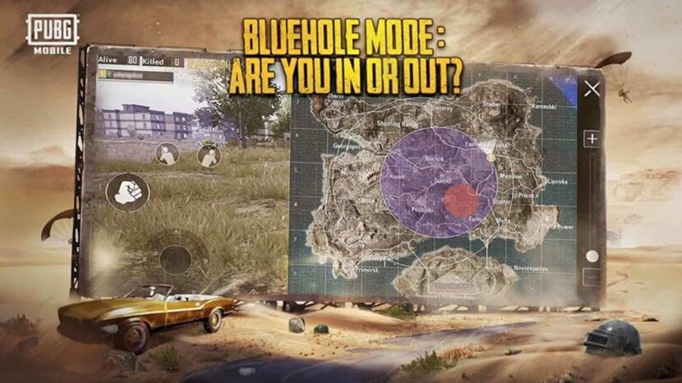 PUBG Mobile Bluehole Mode adds an inner zone to Erangel where players' health keeps decreasing as long as they're inside it.