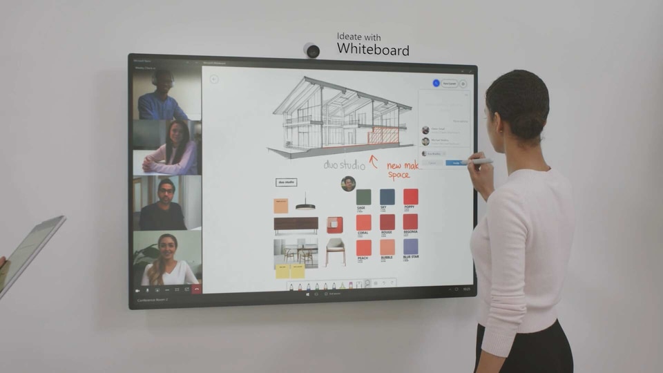 The device built for team collaboration weighs 28 kgs and has a 50-inch PixelSense Display with 3840 x 2560 resolution.