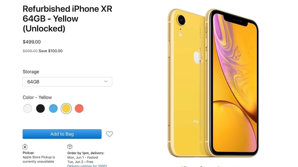 These refurbished iPhone XR models are priced at a 16% discount as compared to originals, around $100 to $200 have been knocked off.