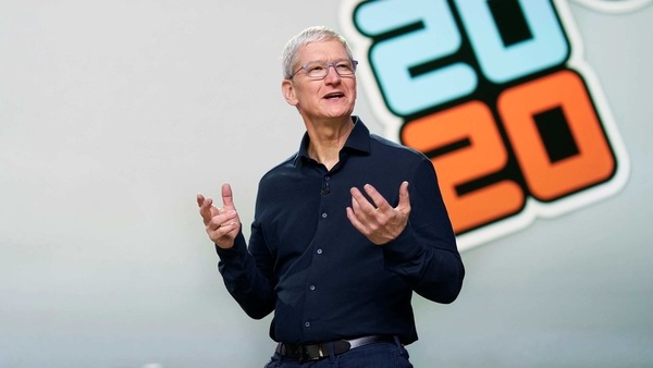 Apple CEO Tim Cook delivers the keynote address during the 2020 Apple Worldwide Developers Conference (WWDC) at Steve Jobs Theater in Cupertino, California, U.S., June 22, 2020. WWDC, 