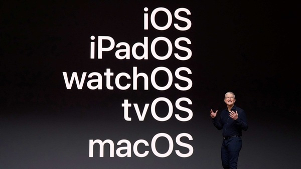Apple CEO Tim Cook delivers the keynote address during the 2020 Apple Worldwide Developers Conference (WWDC) at Steve Jobs Theater in Cupertino, California