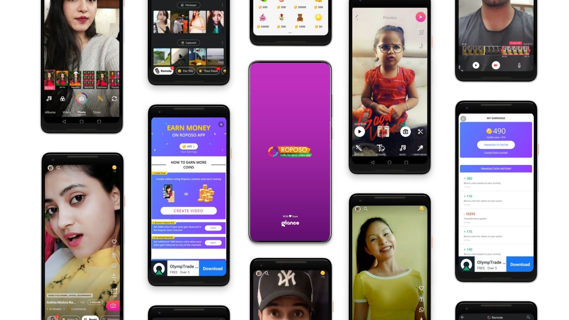 Roposo short video app has over 65 million downloads.