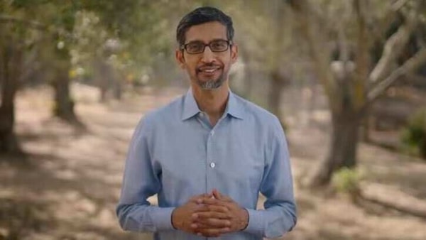 Alphabet Inc CEO Sundar Pichai presents a keynote at Google for India event.