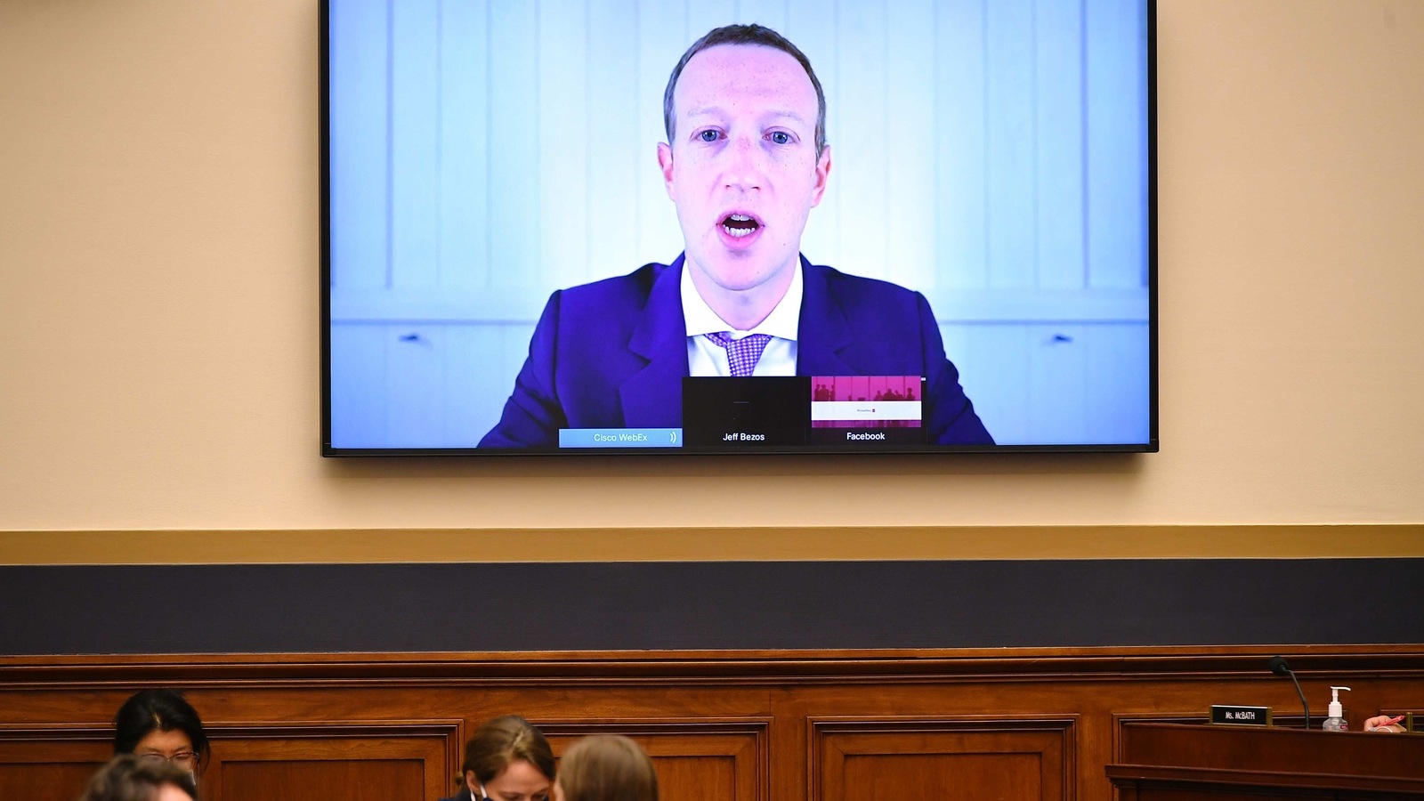 Mark Zuckerberg, chief executive officer and founder of Facebook Inc., speaks via videoconference during a House Judiciary Subcommittee hearing in Washington, D.C., US, on Wednesday, July 29, 2020. 