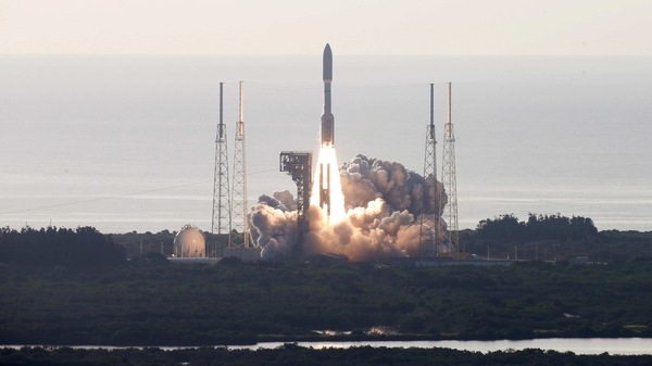 A United Launch Alliance Atlas V rocket carrying NASA's Mars 2020 Perseverance Rover vehicle takes off from Cape Canaveral Space Force Station in Cape Canaveral, Florida. 