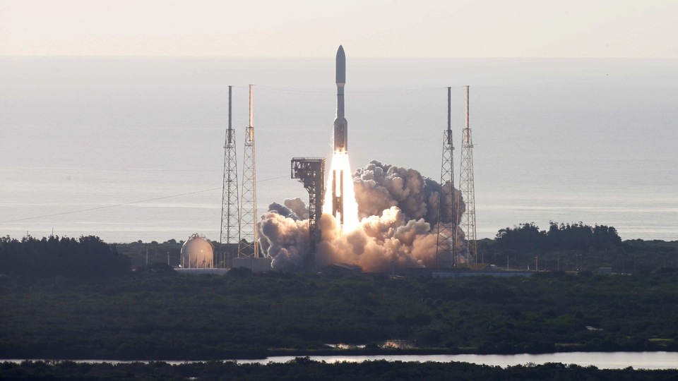 A United Launch Alliance Atlas V rocket carrying NASA's Mars 2020 Perseverance Rover vehicle takes off from Cape Canaveral Space Force Station in Cape Canaveral, Florida. 