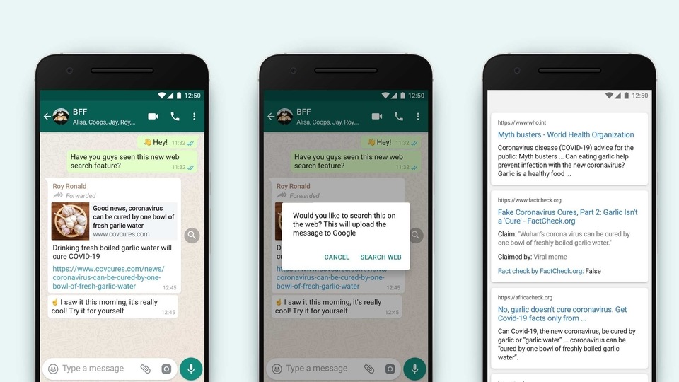 WhatsApp has launched Search the Web feature.