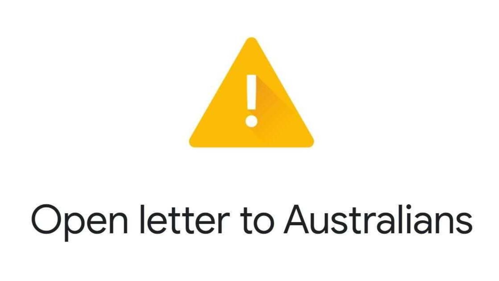 Google writes an open letter to Australians.