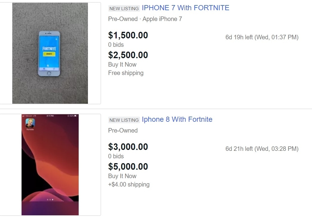 iPhones with 'Fortnite' Installed List on  for Big Money After Apple  Feud