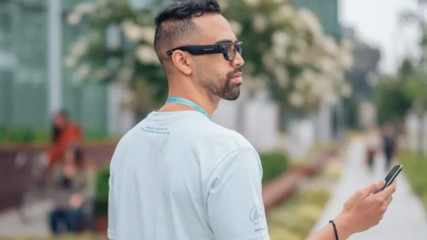 A prototype pair of Project Aria AR glasses Facebook will be using to research AR technology. These are not the Ray-Ban smart glasses it plans to release in 2021. 
