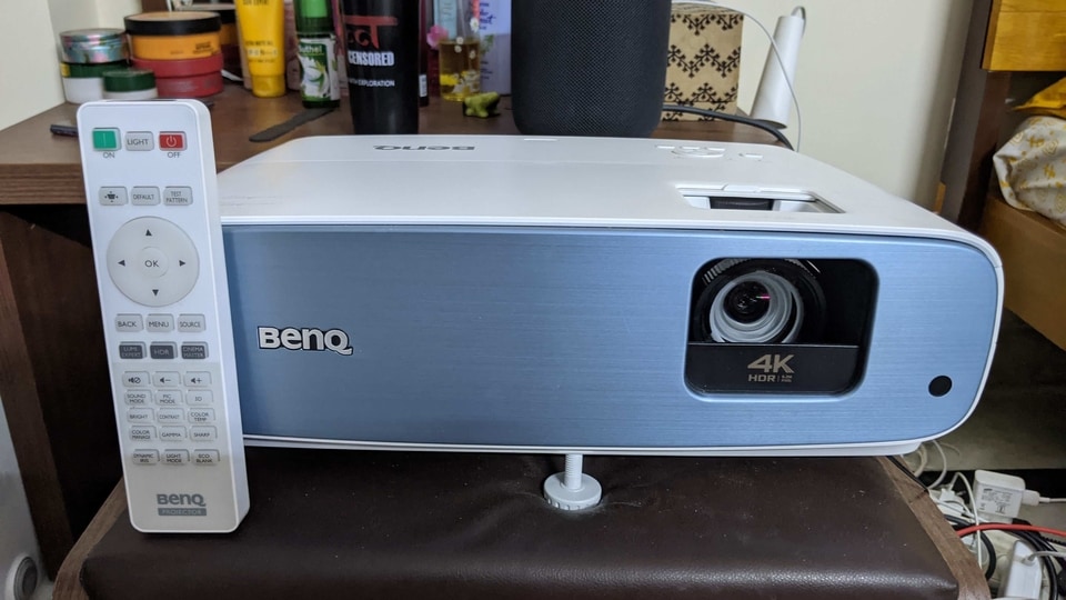 The BenQ TK850 4K projector, with its all-white design and rounded edges, is bulky for sure, but it does not dominate the room. You can place it on pretty much any sturdy, flat surface, adjust the height and you are good to go.
