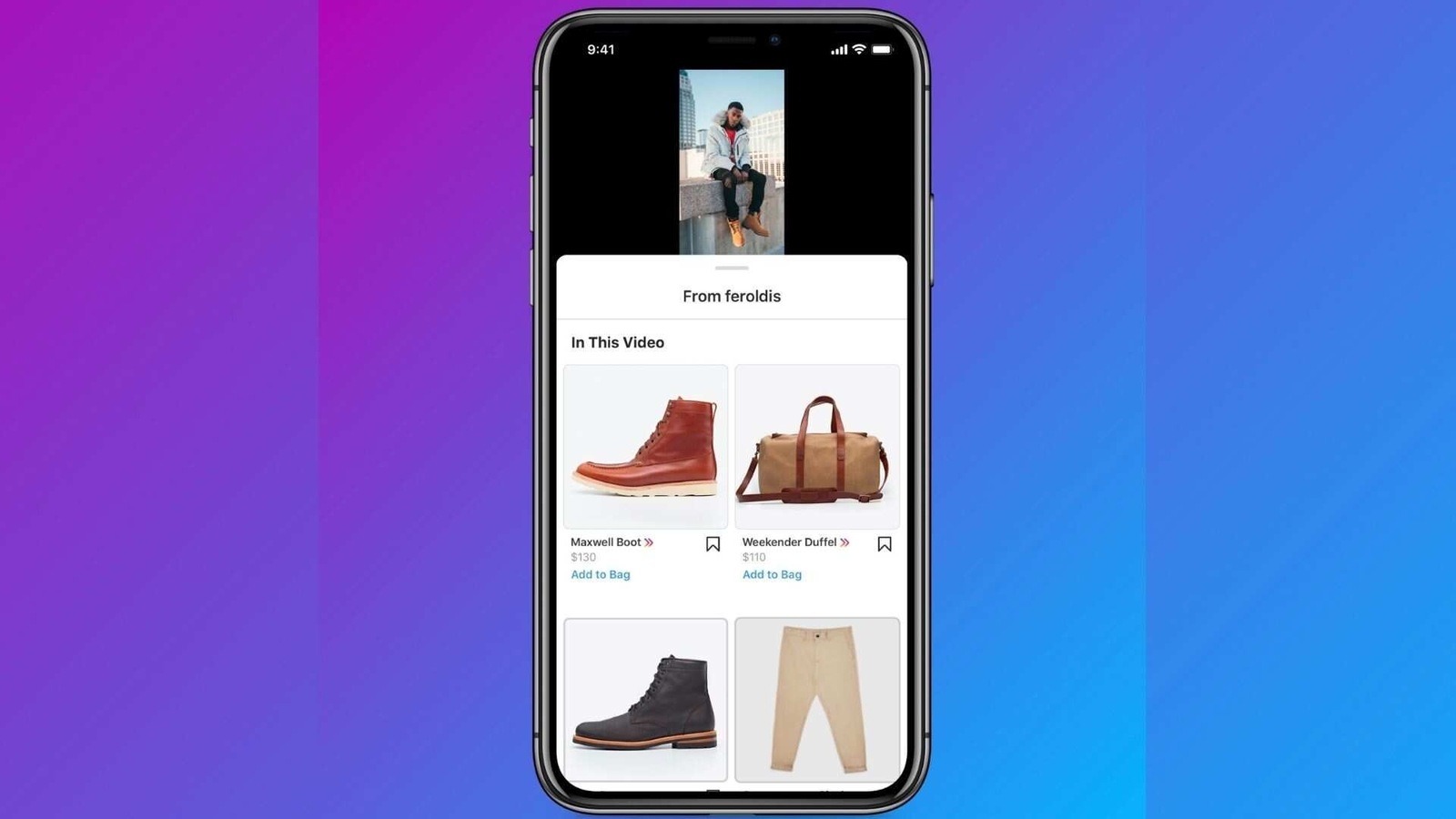 Instagram shopping on IGTV.