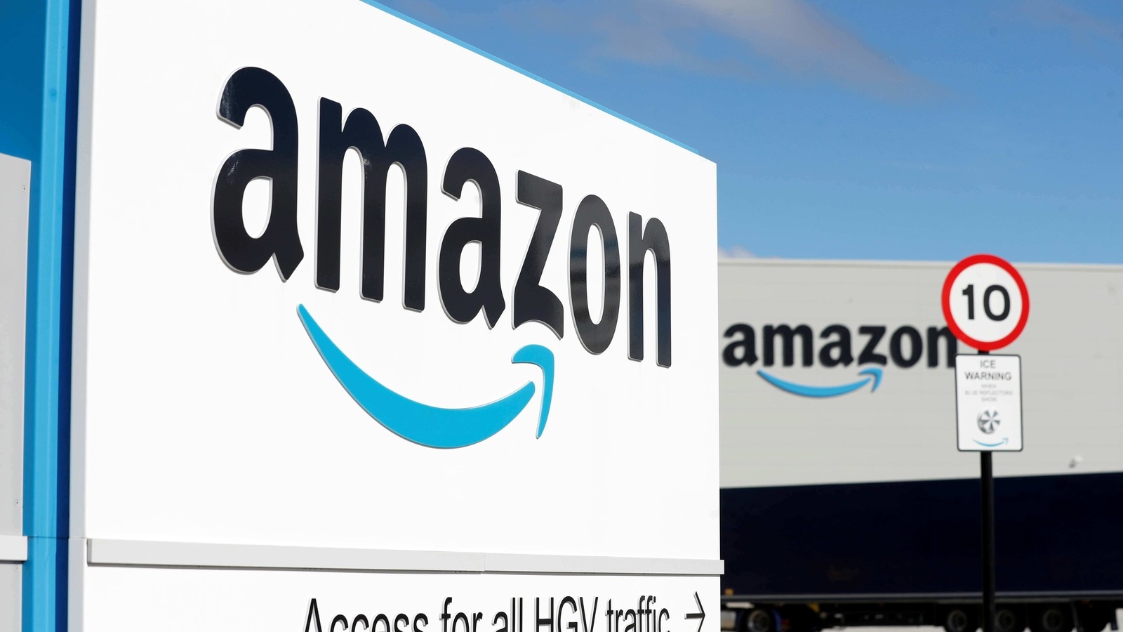 An Amazon logo is seen at its centre in Darlington, County Durham, Britain September 3, 2020. REUTERS/Lee Smith