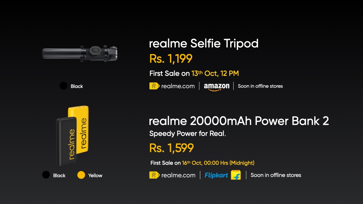 Realme Selfie Tripod and the Realme 20,000mAh Power Bank 2 Realme Selfie Tripod and the Realme 20,000mAh Power Bank 2