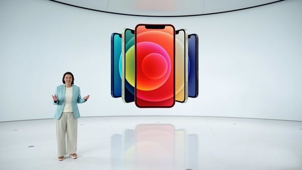 Apple?s vice president of iPhone Product Marketing Kaiann Drance unveils the all-new iPhone 12 at a special event at Apple Park in Cupertino, California, U.S. in a still image from video released October 13, 2020. 