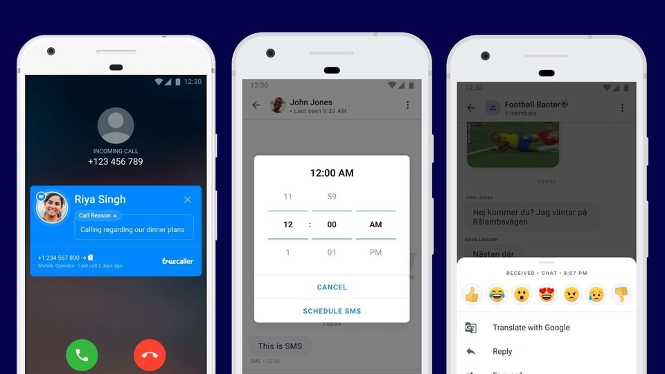 Truecaller new features - Call Reason, Schedule SMS, SMS Translate.