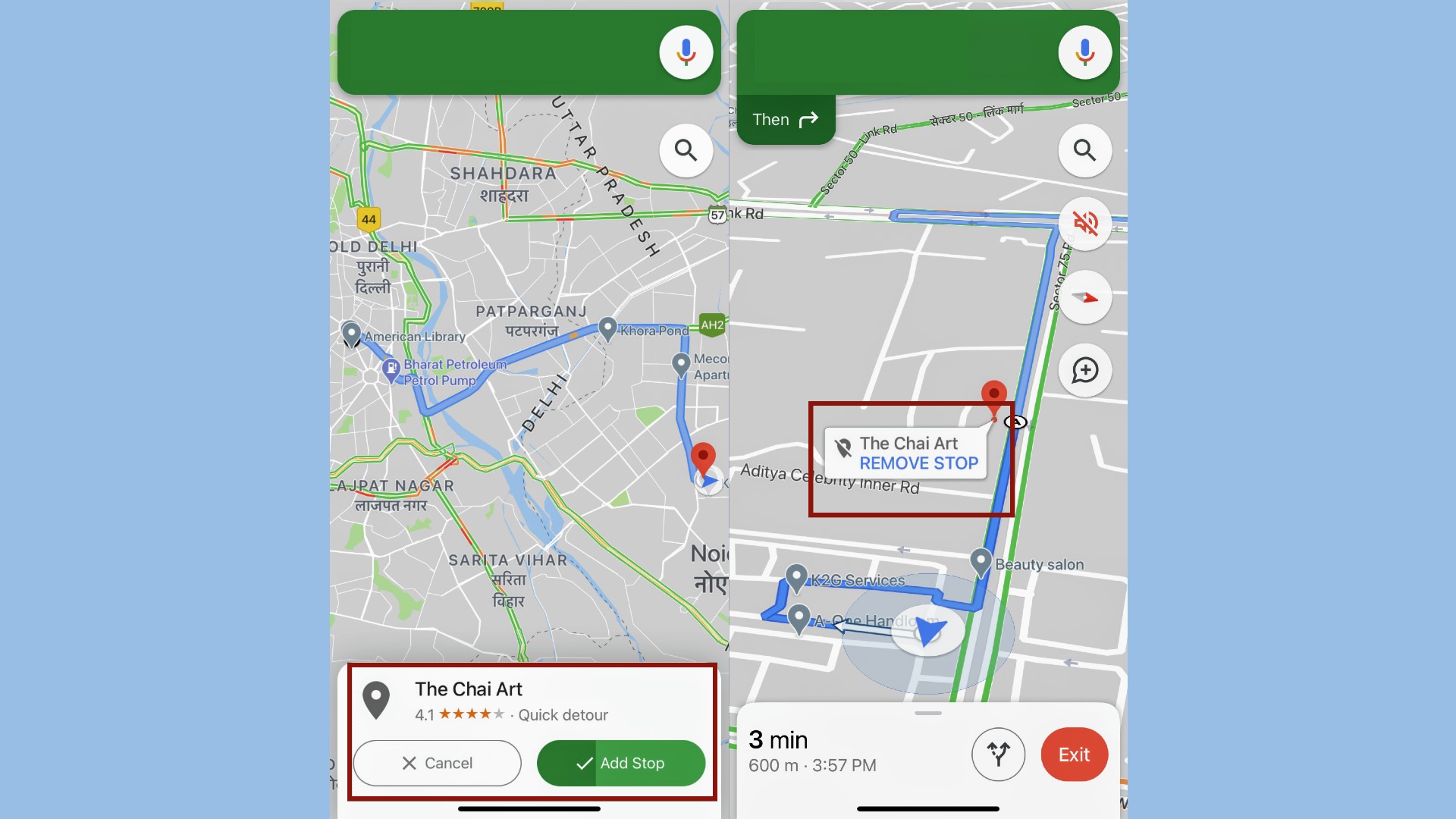 Add and remove stops as per your wish without leaving the navigation mode. Add and remove stops as per your wish without leaving the navigation mode.