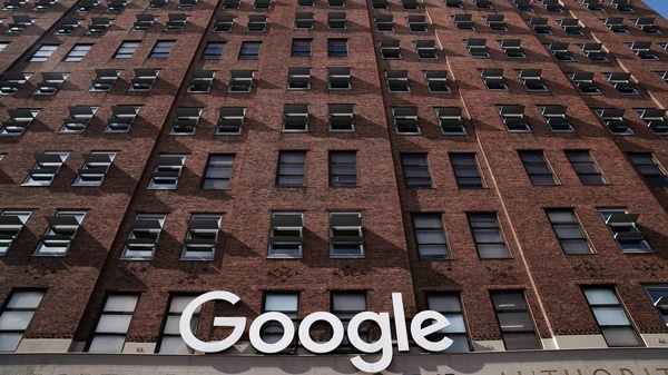 A Google sign is pictured on a Google building in the Manhattan borough of New York City, New York, U.S., October 20, 2020. REUTERS/Carlo Allegri/File Photo 