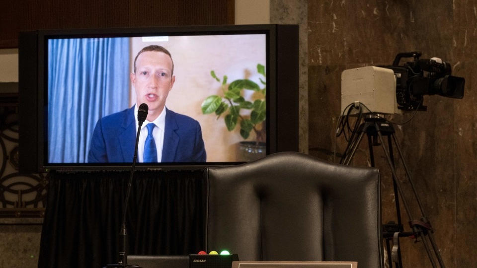 Mark Zuckerberg, chief executive officer of Facebook Inc., speaks remotely during a Senate Judiciary Committee hearing in Washington, D.C., U.S., on Tuesday, Nov. 18, 2020.