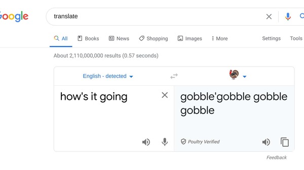 Google Translate now has a turkey language.