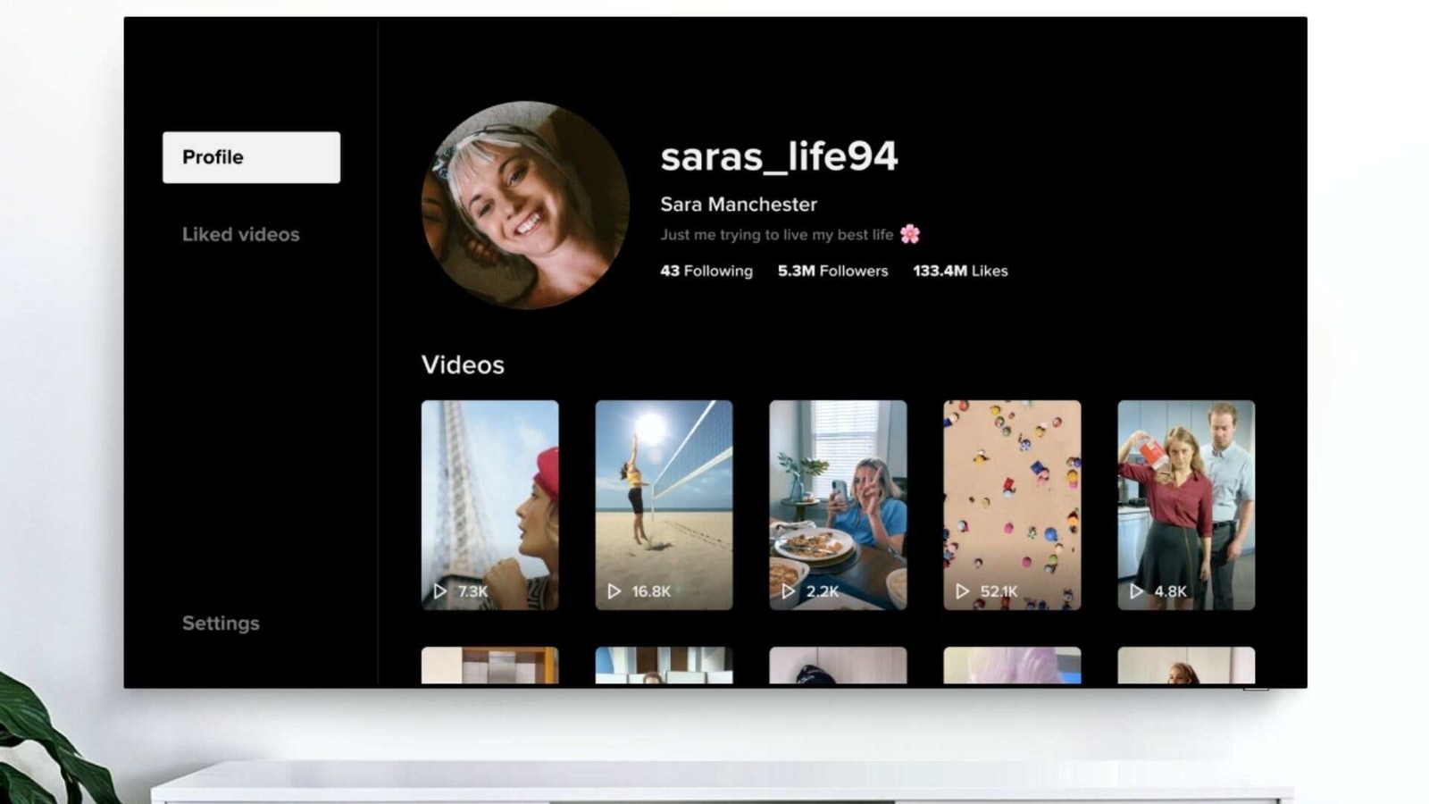 TikTok app on Samsung smart TVs.