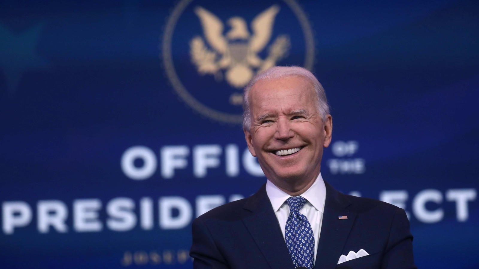 U.S. President-elect Joe Biden reacts as he answers questions from the news media after speaking about the recent massive cyber attack against the U.S. and also other Biden administration goals in Wilmington, Delaware, U.S., December 22, 2020. REUTERS/Leah Millis