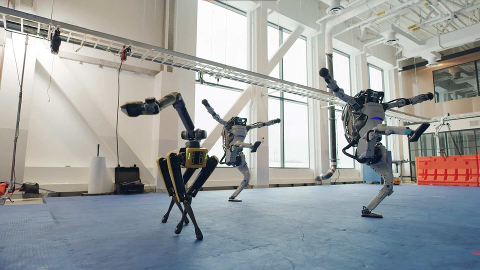 Boston Dynamics robots dancing.