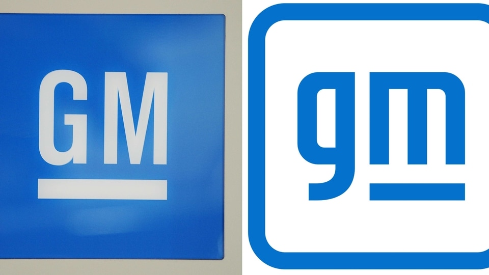 (COMBO) This combination of pictures created on January 08, 2021 shows (From L) the General Motors logo is displayed at the New York International Auto Show April 8, 2009 in New York, and a handout image released by General Motors on January 8, 2021, shows GM's new logo. - The venerable automaker General Motors wants to change its image to highlight its efforts in electric vehicles, starting with its logo. The new symbol 