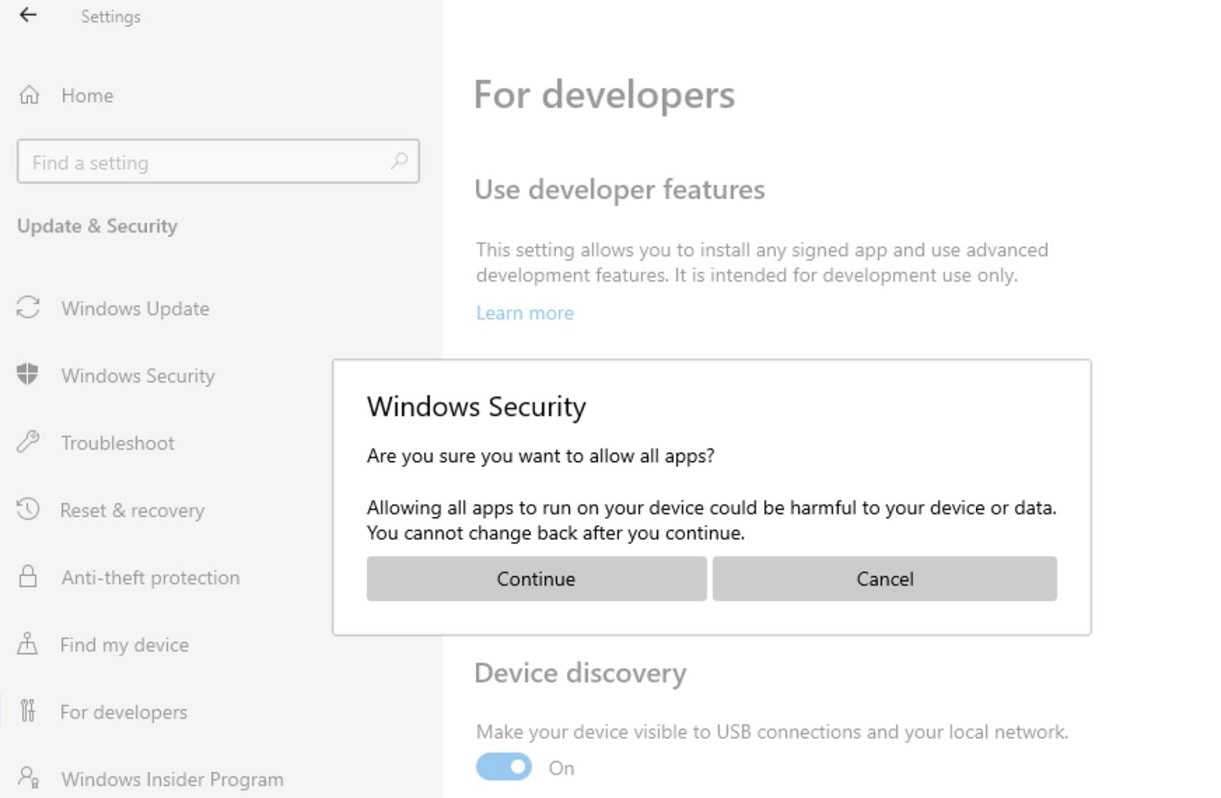 Development setting