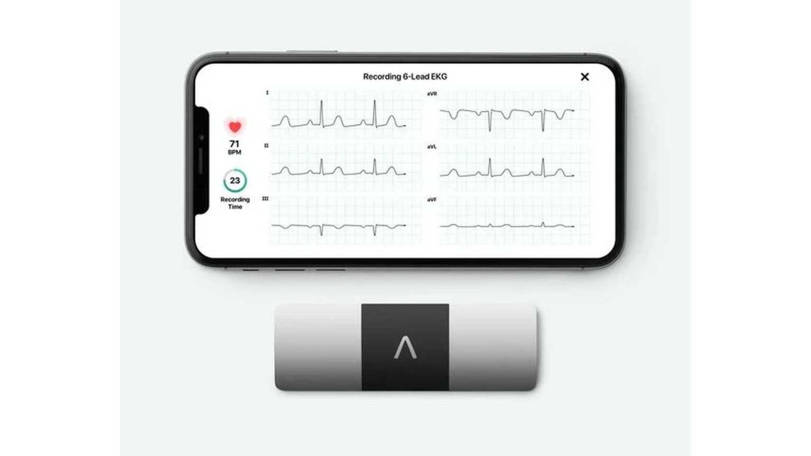 KardiaMobile 6L gives you a 6-lead ECG reading. KardiaMobile 6L gives you a 6-lead ECG reading.