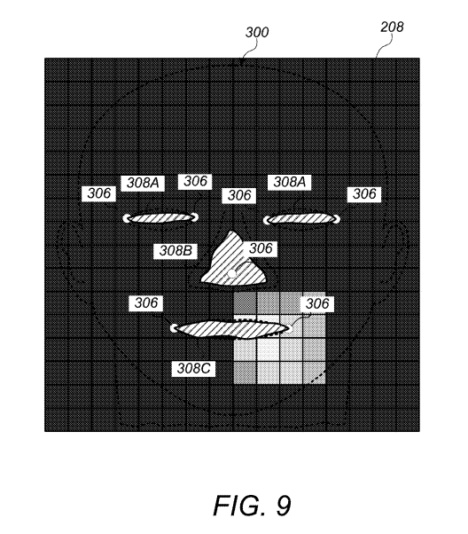 Figure 9 shows the landmarks placed on top of a human face that is obscured on one side. Figure 9 shows the landmarks placed on top of a human face that is obscured on one side.