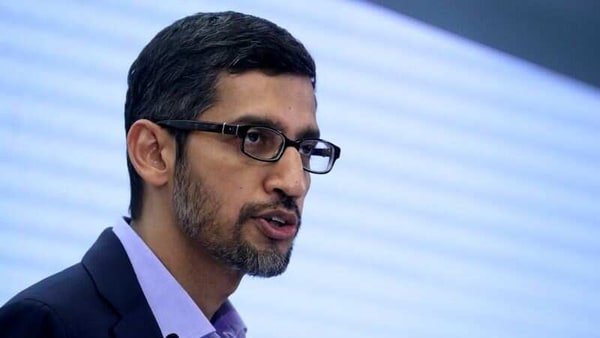 FILE PHOTO: Sundar Pichai, CEO of Google and Alphabet, speaks on artificial intelligence during a Bruegel think tank conference in Brussels, Belgium January 20, 2020. REUTERS/Yves Herman/File Photo