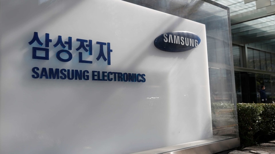 A logo of Samsung Electronics is seen outside of Samsung Electronics Seocho building in Seoul, South Korea, Sunday.