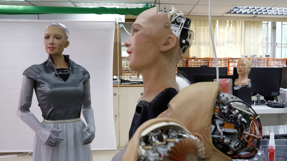 Humanoid robot Sophia developed by Hanson Robotics is pictured at the company's lab in Hong Kong, China January 12, 2021. Picture taken January 12, 2021. REUTERS/Tyrone Siu