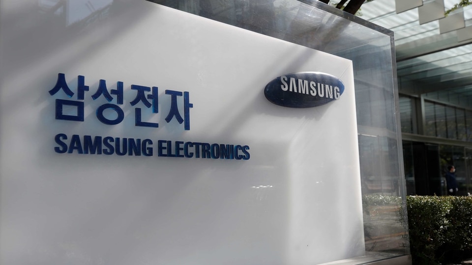 A logo of Samsung Electronics is seen outside of Samsung Electronics Seocho building in Seoul, South Korea, Sunday.