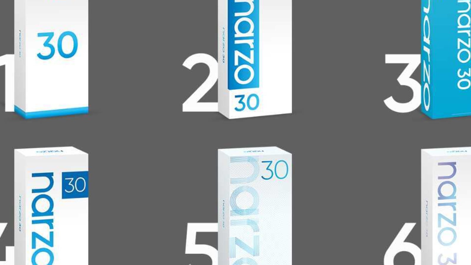 Realme Narzo 30 retail box designs.