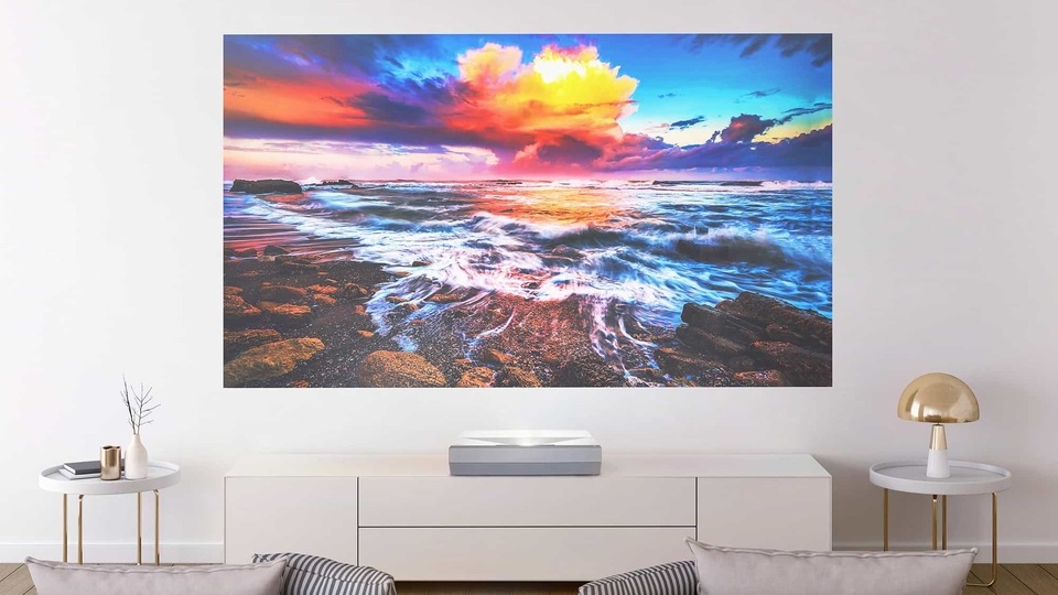Equipped with the premium Dolby Digital 2.0 Audio, the Optoma CinemaX P2 brings a 120-inch screen to your home. Equipped with the premium Dolby Digital 2.0 Audio, the Optoma CinemaX P2 brings a 120-inch screen to your home.
