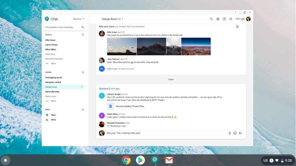 At the moment, Google offers a side drawer on Google Chat that allows users to choose between rooms, individual chats and bots.