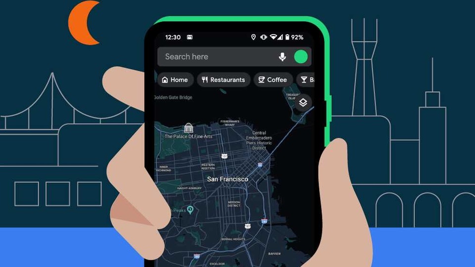 Dark mode in Google Maps