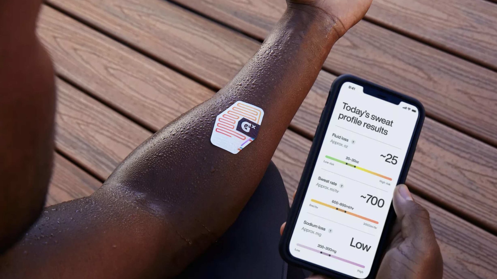 The sweat patch and the Gatorade Gx app. The sweat patch and the Gatorade Gx app.