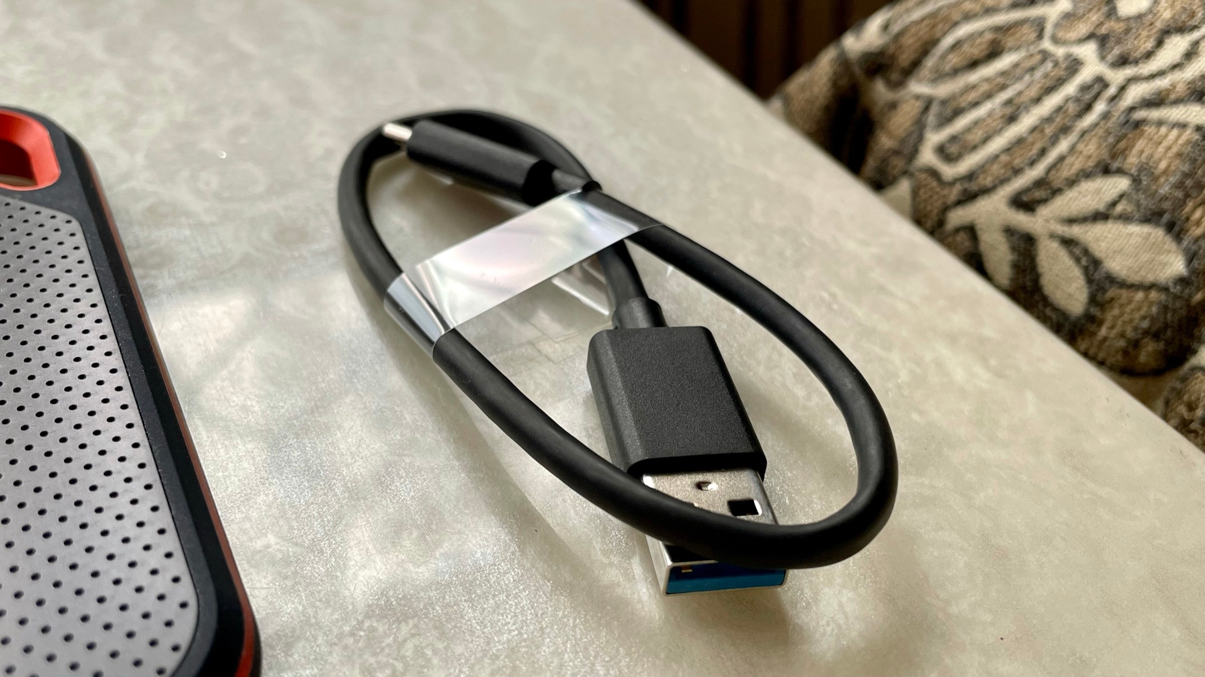 There's also a Type-A to Type-C connector. There's also a Type-A to Type-C connector.