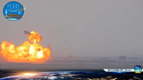 SpaceX Starship SN10 explodes after landing at South Padre Island, Texas, U.S. March 3, 2021 in this still image taken from a social media video.