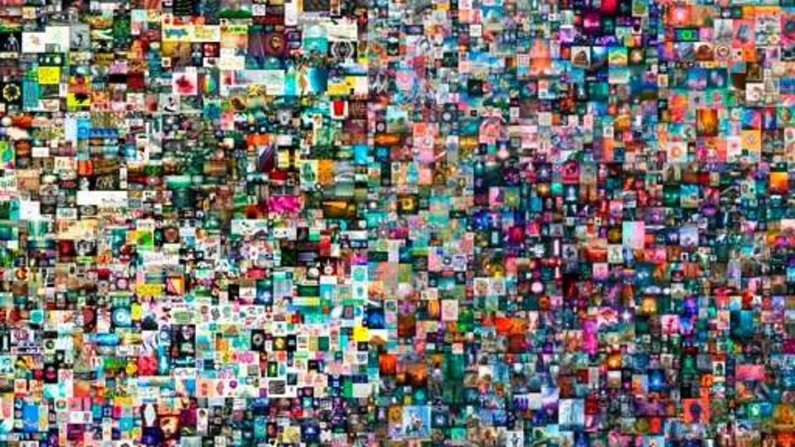 This undated photo released by Christie's on Thursday, March 11, 2021 shows a digital collage titled “Everydays: The First 5,000 Days, This undated photo released by Christie's on Thursday, March 11, 2021 shows a digital collage titled “Everydays: The First 5,000 Days,