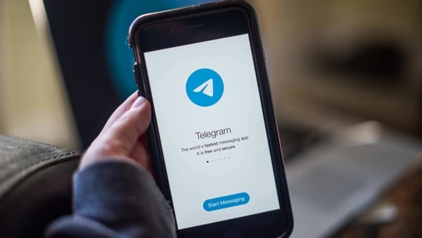 The Telegram Messenger LLP app on a smartphone arranged in Hastings on Hudson, New York, US.